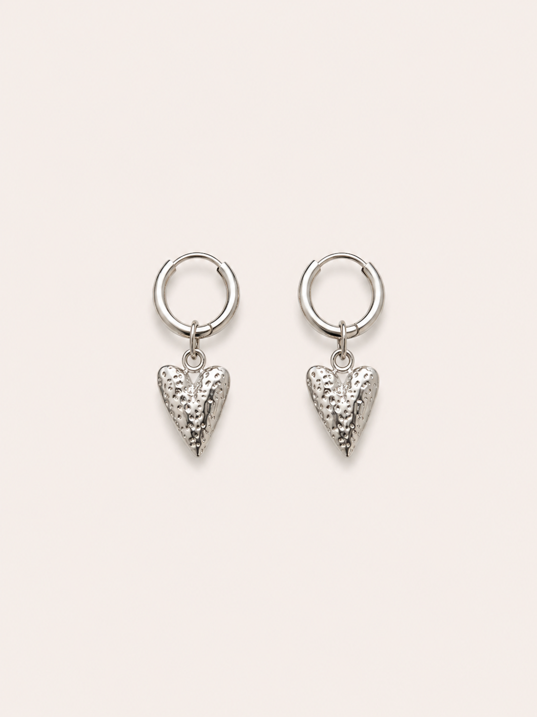 Silver Heart Hoops